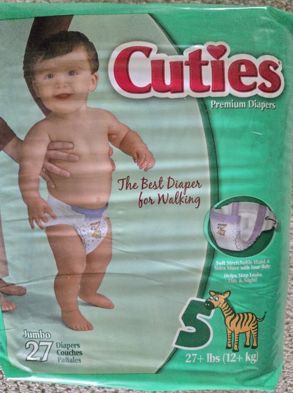 Cutie Kids Premium Diapers - Green - Jumbo 27